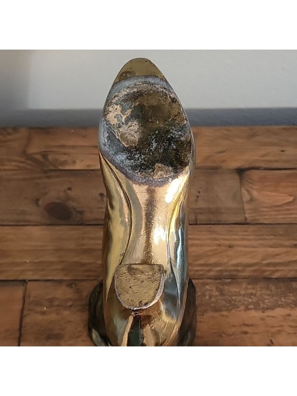 Vintage Brass Cast Victorian Era Style Boot Vase Planter Decor Display - Picture 9 of 12